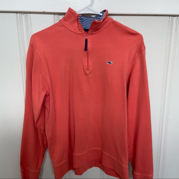 Vineyard Vines Pima Cotton Soft Coral 1/2 zip - Picture 1 of 5